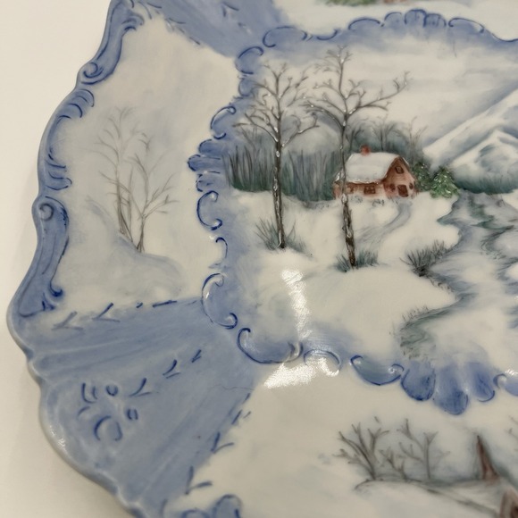 Vintage‎ Hand Painted Winter Scene Decorative Plate Signed 1976 - Picture 7 of 14